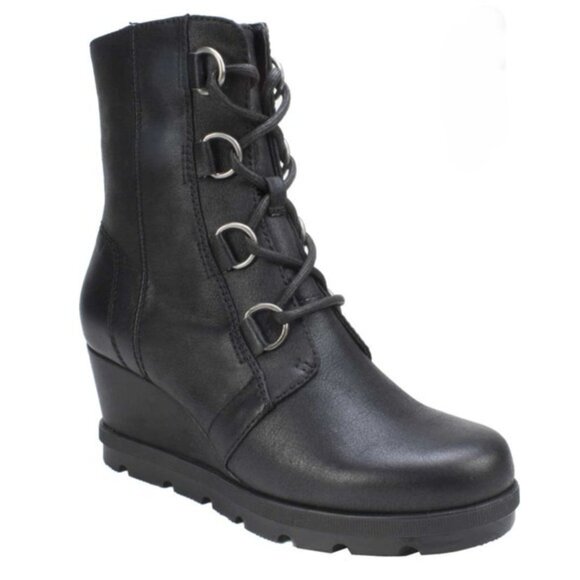 White Mountain Nellie Wedge Black Textile Boots 8.5 - Picture 1 of 12